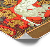 アールヌーボーテキスタイルのカワセミ馬ヴェルヌイユ ポスター (角)