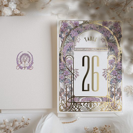 アールヌーボーテーブルナンバーズゴールドフォイル 箔招待状