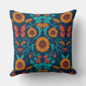 アールヌーボーデイジーの青と黄色 クッション (裏面)