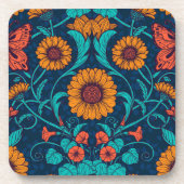 アールヌーボーデイジーの青と黄色 コースター (正面)