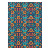 アールヌーボーデイジーの青と黄色 テーブルクロス (正面)