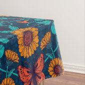 アールヌーボーデイジーの青と黄色 テーブルクロス (インサイチュ)