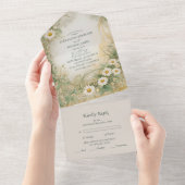 アールヌーボーデイジーアイボリーグ結婚リーン オールインワン招待状 (貼ってはがせる)