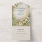 アールヌーボーデイジーアイボリーグ結婚リーン オールインワン招待状 (内側)