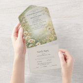 アールヌーボーデイジーアイボリーグ結婚リーン オールインワン招待状 (貼ってはがせる)