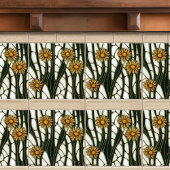 アールヌーボーデイジーシームレスな白い緑の花模様 タイル