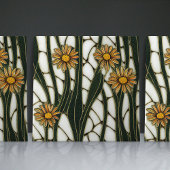 アールヌーボーデイジーシームレスな白い緑の花模様 タイル