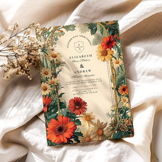 アールヌーボーデイジーフレ結婚ーム 招待状