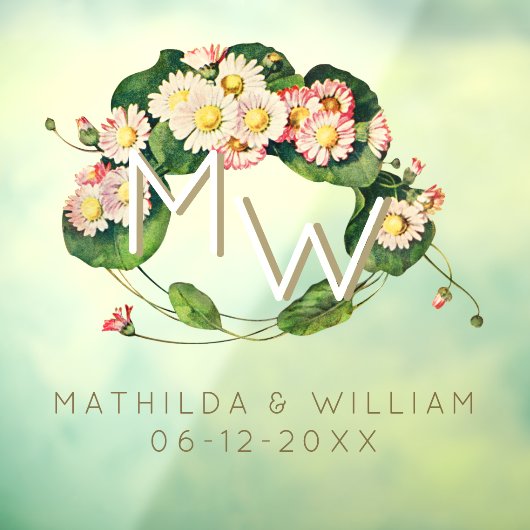 アールヌーボーデイジーリースモノグラムをパーソナライズ ウィンドウサイン (シート3)