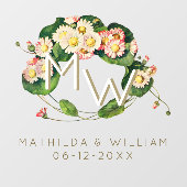 アールヌーボーデイジーリースモノグラムをパーソナライズ ウィンドウサイン (シート)