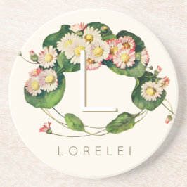 アールヌーボーデイジーリースモノグラムをパーソナライズ コースター
