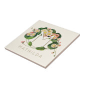 アールヌーボーデイジーリースモノグラムをパーソナライズ タイル (側面)