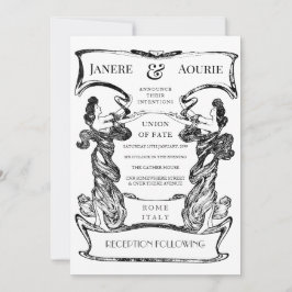 アールヌーボーデコ女子型枠枠 招待状