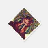 アールヌーボーデコ女性クジャクエレガントの羽 スタンダードカクテルナプキン (角)