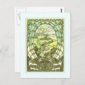 アールヌーボーデザイングリーティングカード。 ポストカード (正面/裏面)