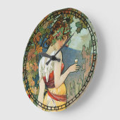 アールヌーボーデザインバイアルフォンスミュシャ ラージ壁時計 (傾斜)