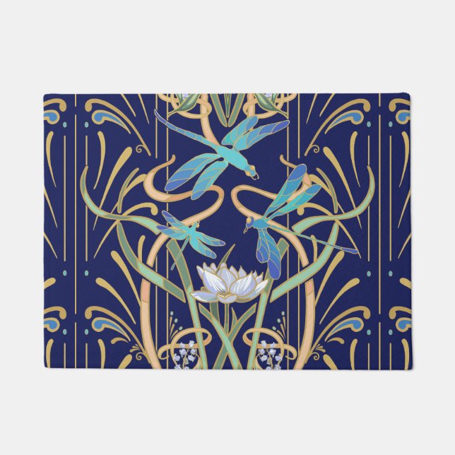 アールヌーボートンボ模様 ドアマット (正面)