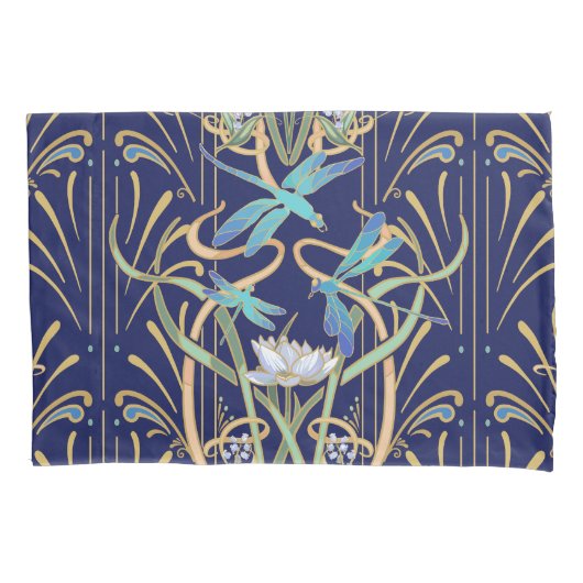 アールヌーボートンボ模様 枕カバー (正面)