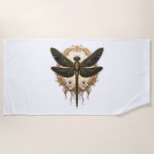 アールヌーボードラゴンフライエレガントステームパンク ビーチタオル (正面)