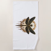 アールヌーボードラゴンフライエレガントステームパンク ビーチタオル (正面)