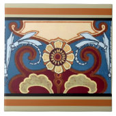 アールヌーボードラゴンフライ&フラワーフリーズ タイル (正面)