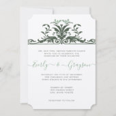 アールヌーボードラゴン淡い色のフイ結婚ミント 招待状 (正面)