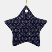 アールヌーボーネイビーブルーと金ゴールド セラミックオーナメント (裏面)