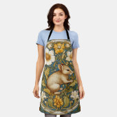 アールヌーボーネズミと花 エプロン (着用した状態)