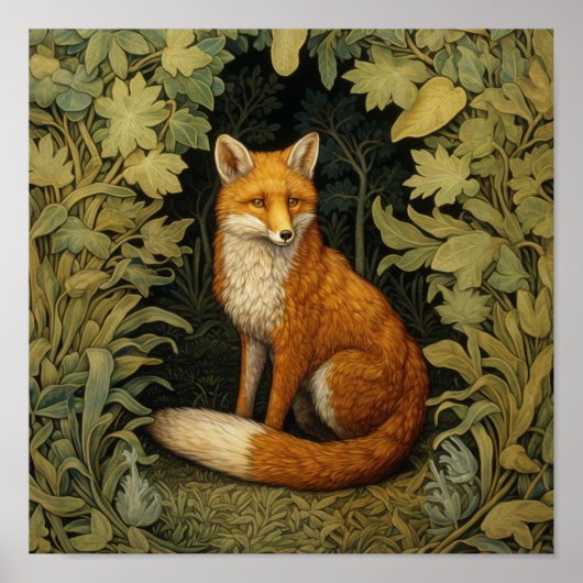 アールヌーボーネズミと花 ポスター (正面)