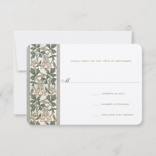 アールヌーボーハニーサックルウェディングRSVP 出欠カード (正面)