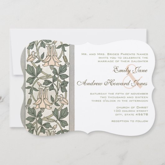 アールヌーボーハニーサックルピンク結婚式招待状 招待状 (正面)