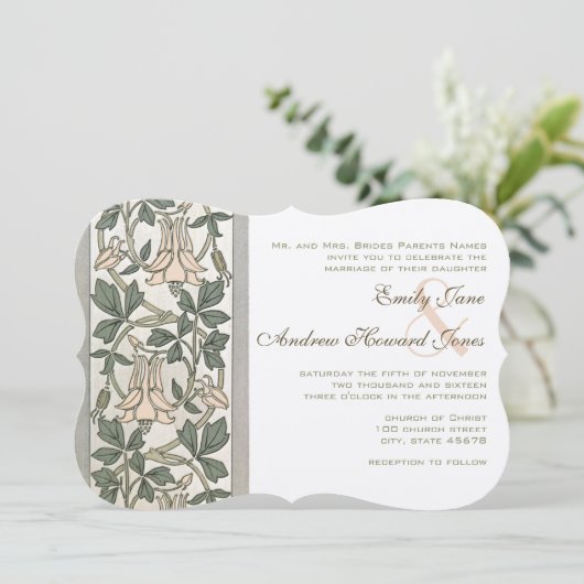 アールヌーボーハニーサックルピンク結婚式招待状 招待状 (スタンド正面)