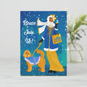 アールヌーボーハヌカー招待状フラットホリデーカード シーズンカード (スタンド正面)