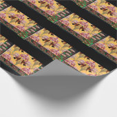 アールヌーボーハミングバードとフラワータイル ラッピングペーパー (角)