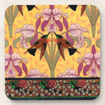 アールヌーボーハミングバードとフラワーバーニュイル