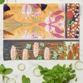 アールヌーボーハミングバードとランの花 キッチンタオル (折り畳み)