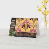 アールヌーボーハミングバードフラワーベルヌイアート カード (黄色い花)