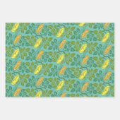 アールヌーボーバターカップフローラ三色ダマスク ラッピングペーパーシート (正面3)