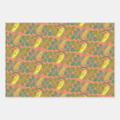 アールヌーボーバターカップフローラ三色ダマスク ラッピングペーパーシート (正面2)