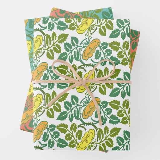 アールヌーボーバターカップフローラ三色ダマスク ラッピングペーパーシート (インサイチュ)