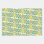 アールヌーボーバターカップフローラ三色ダマスク ラッピングペーパーシート (正面)