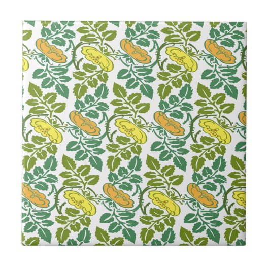 アールヌーボーバターカップフローラ壁紙ダマスク タイル (正面)