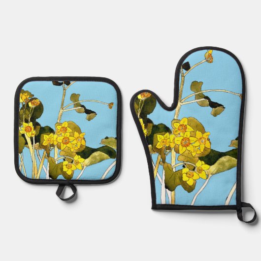 アールヌーボーバターカップ 鍋つかみ&鍋敷きセット (正面)