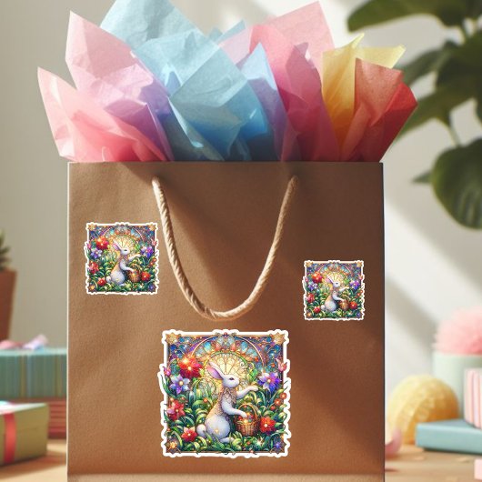 アールヌーボーバニーガーデンステンドグラスイースター シール