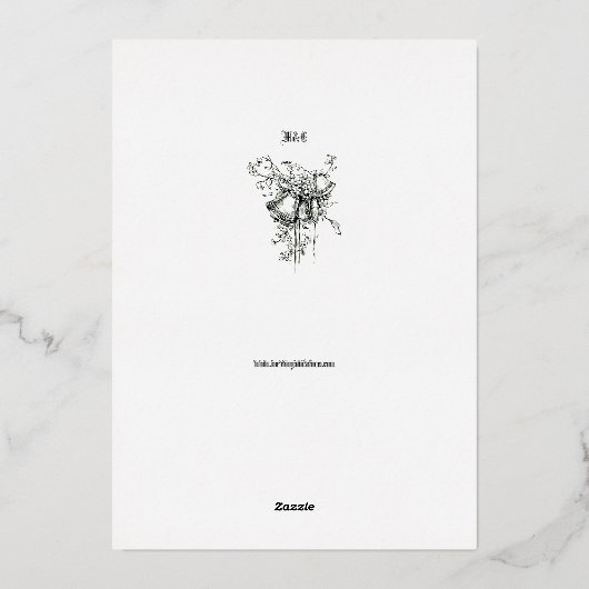 アールヌーボーバラスクロール縁どの結婚フローラ 箔招待状 (裏面)