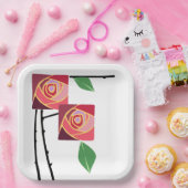 アールヌーボーバラ ペーパープレート (パーティー)