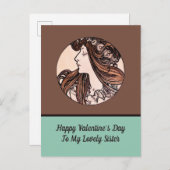 アールヌーボーバレンタインズデイシスターアルフォンスミュシャ シーズンポストカード (正面/裏面)