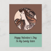 アールヌーボーバレンタインズデイシスターアルフォンスミュシャ シーズンポストカード (正面)