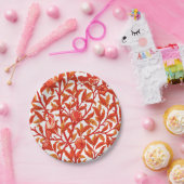 アールヌーボーバードアンドザクロまんだらオレンジ ペーパープレート (パーティー)