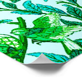 アールヌーボーバードアンドザクロターコイズ&アクア ポスター (角)